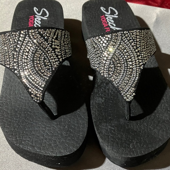 Skechers Black Rhinestone Sandals - Picture 1 of 5